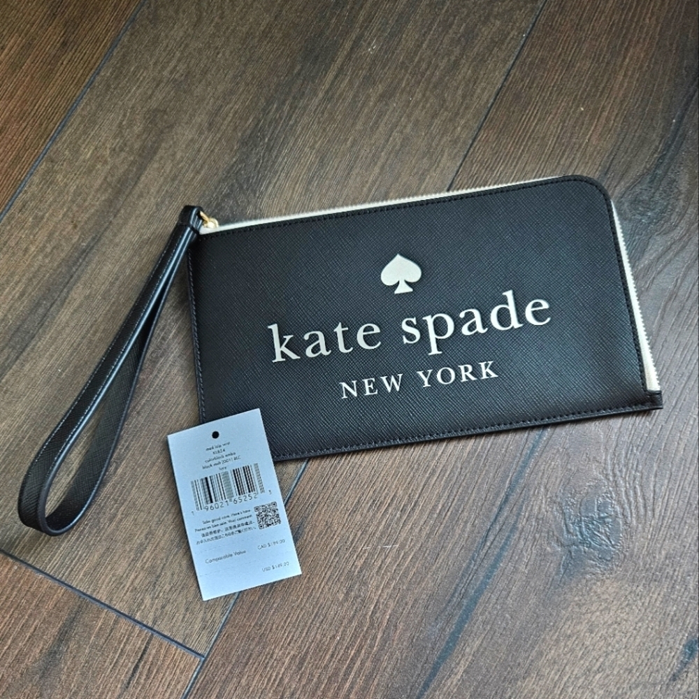 NWT ♠️ Kate Spade Black L-Zip Wristlet